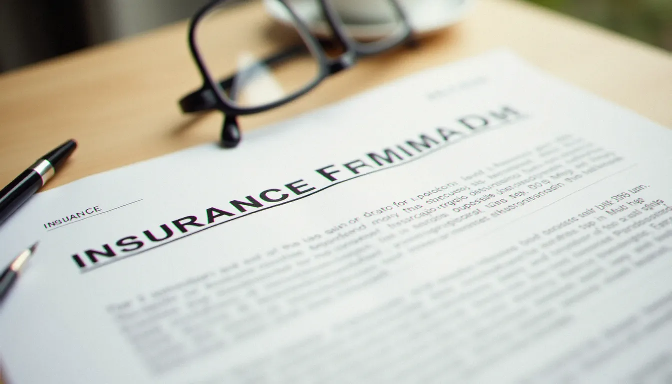 Gros plan d'un document d'avis d'échéance assurance posé sur un bureau avec un stylo, détails de la mise en page visibles