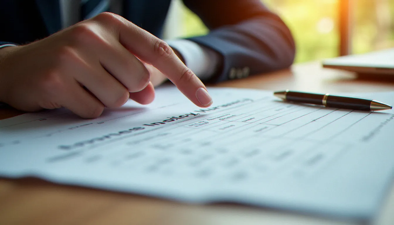 Mains feuilletant un tableau de garanties d'assurance invalidité sur un document papier, représentant les différents niveaux de couverture IPT et PTIA