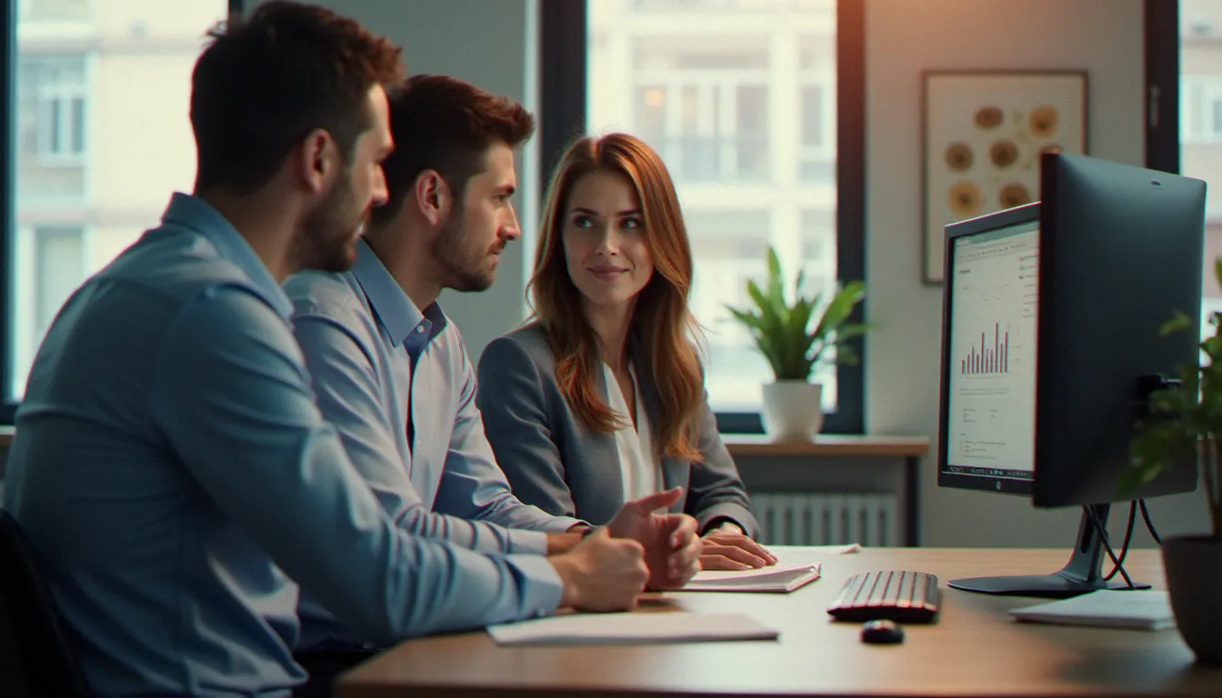 Un courtier en assurance conseillant un couple sur les options d'assurance sans relevé d'information disponibles