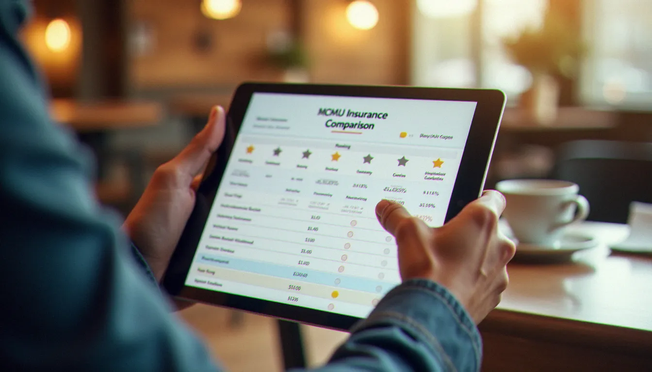 Comparaison de produits d'assurance sur une tablette numérique illustrant le positionnement d'AXA sur le marché français des assurances