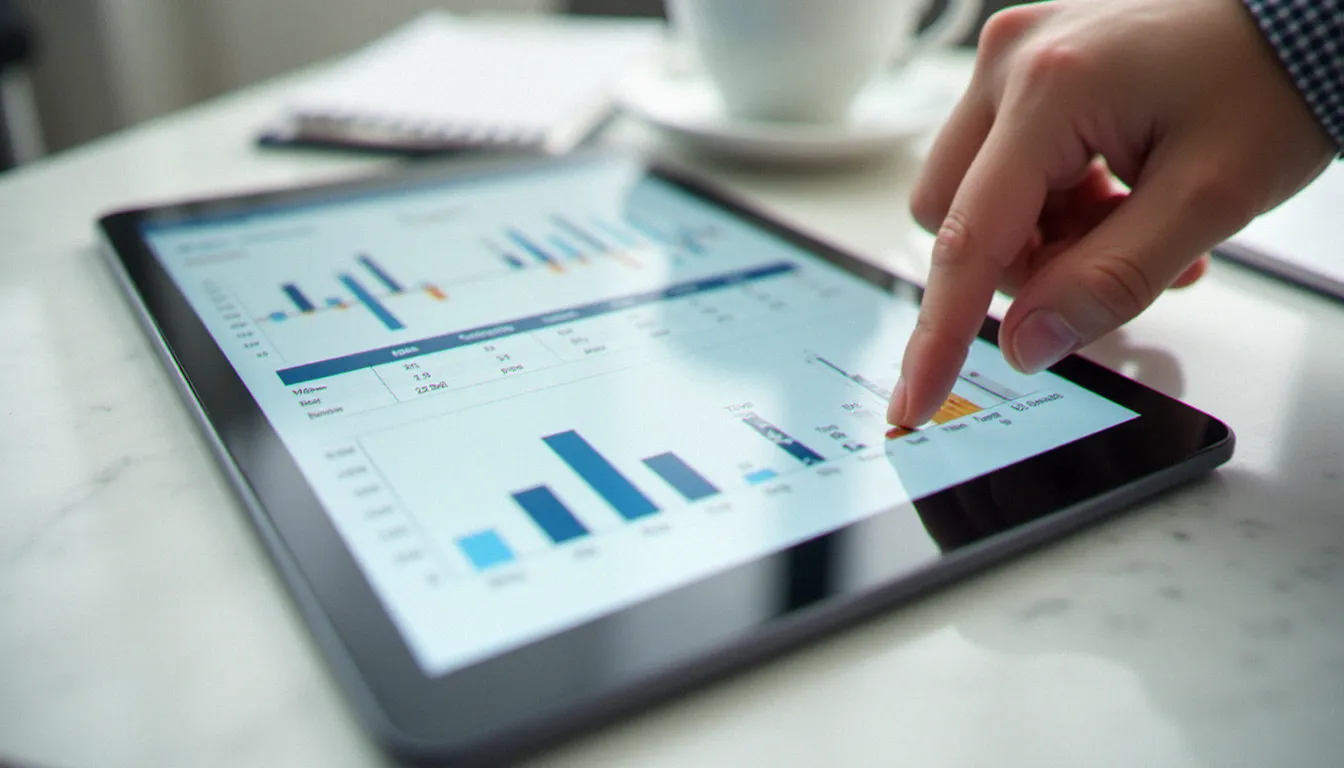 Tableau comparatif de critères d'assurance vie sur une tablette, représentant l'analyse des frais et rendements pour choisir la meilleure assurance vie 2025