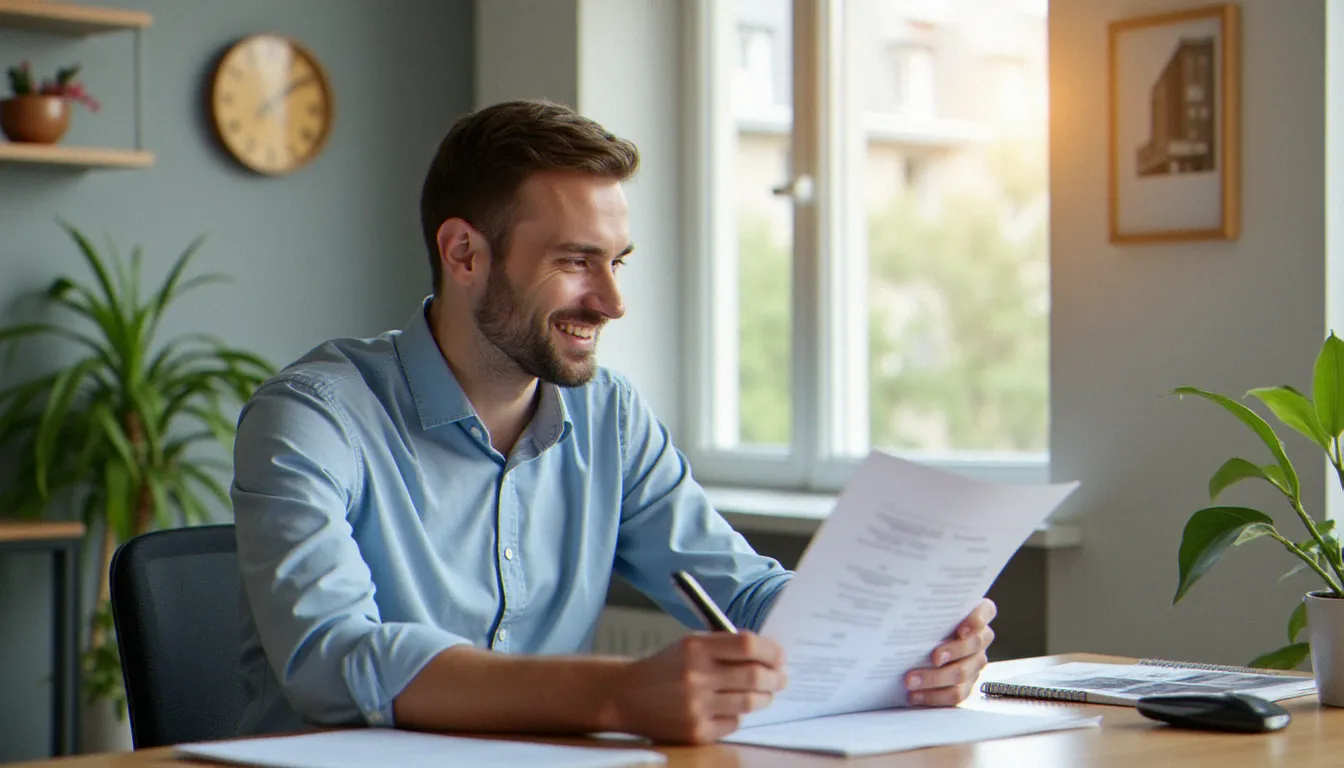 Conseiller en assurance vie analysant des contrats dans un bureau parisien lumineux, illustrant le choix des meilleures assurances vie 2025