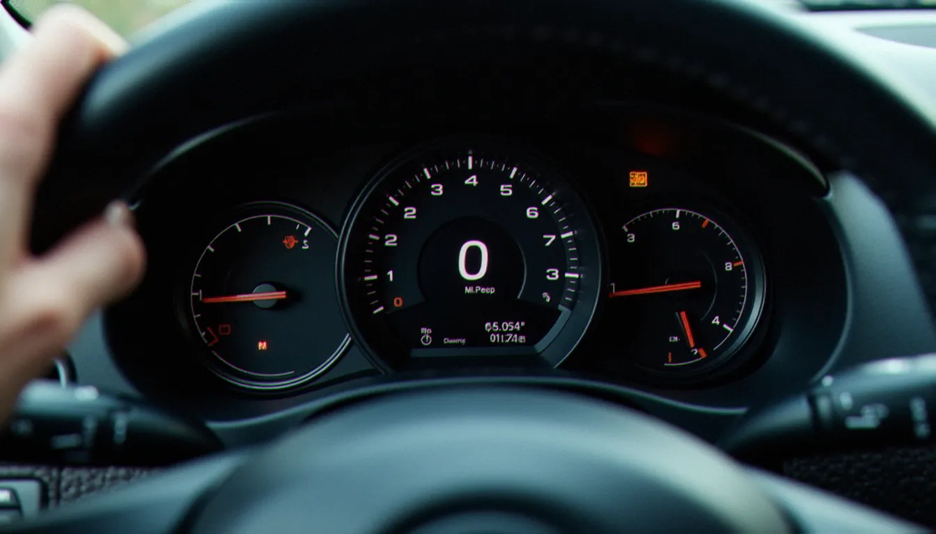 Compteur kilométrique numérique sur le tableau de bord d'une voiture, illustrant le calcul de prime d'une assurance au kilomètre
