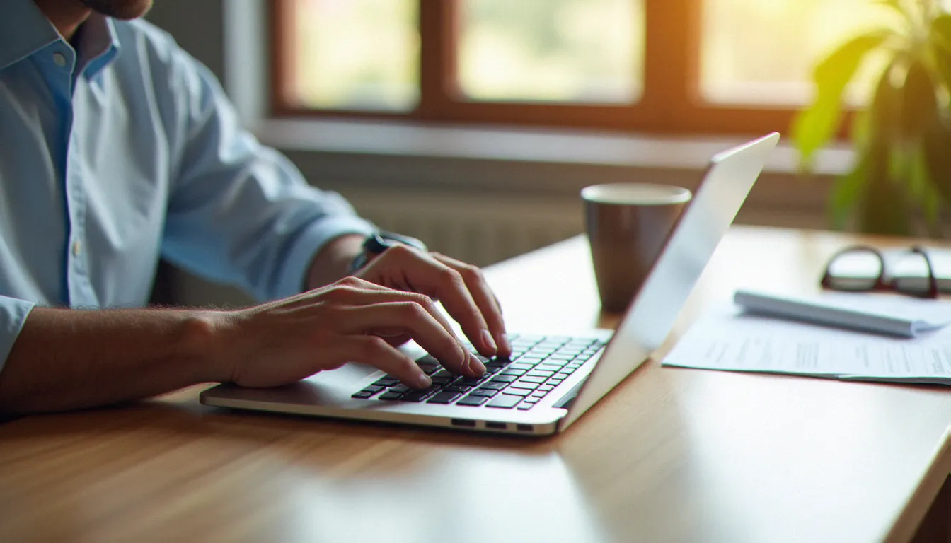 Personne effectuant une comparaison d'assurances en ligne, étape pratique pour changer de contrat