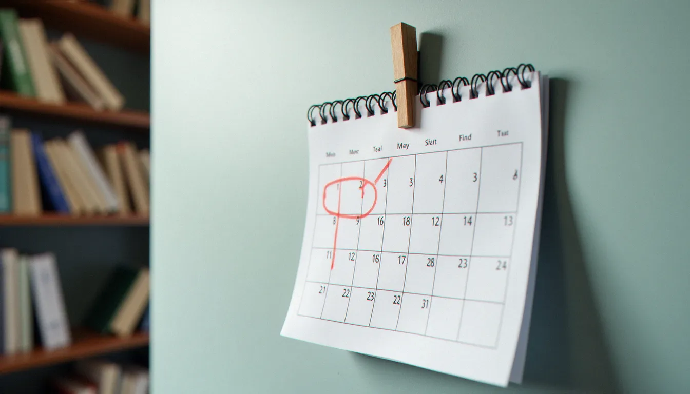 Calendrier avec date d'échéance encerclée pour illustrer le délai de résiliation d'assurance