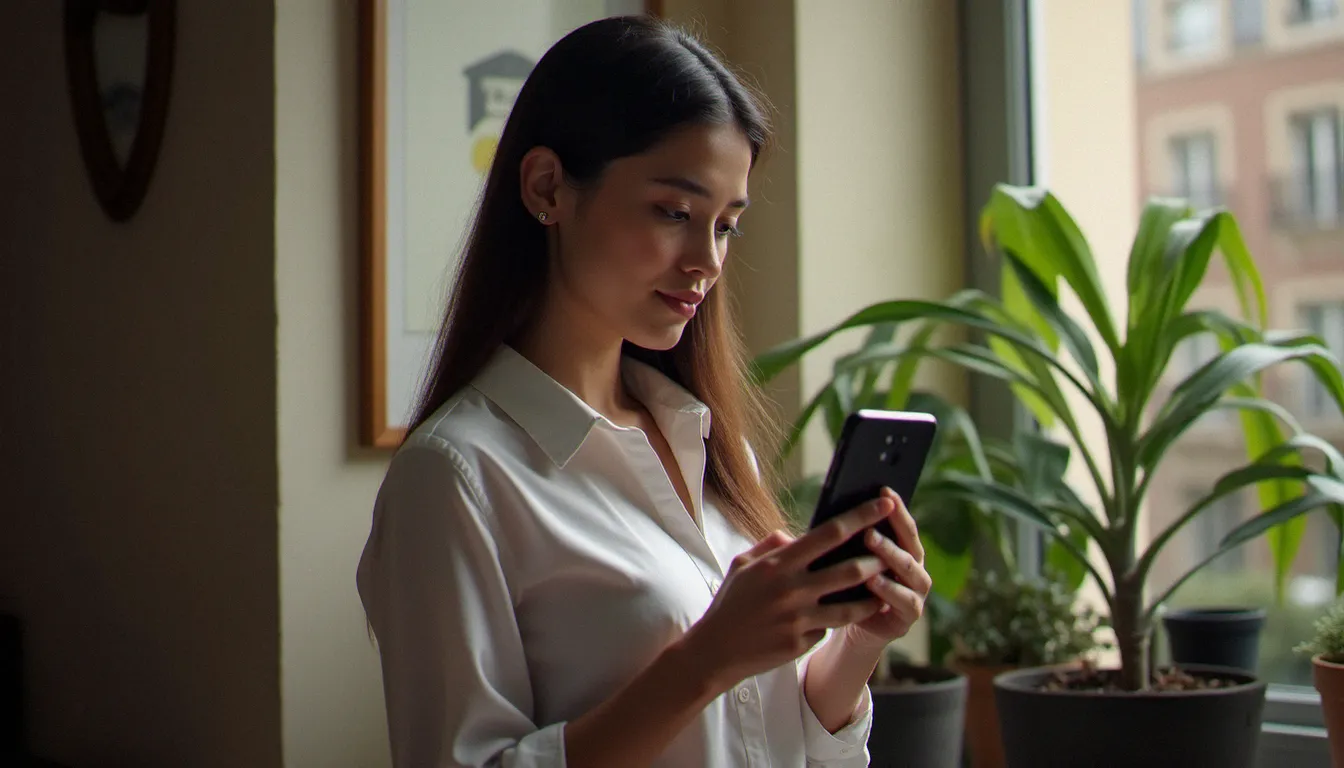 Personne tenant un smartphone dans ses mains en France, illustration de l'assurance france mobile