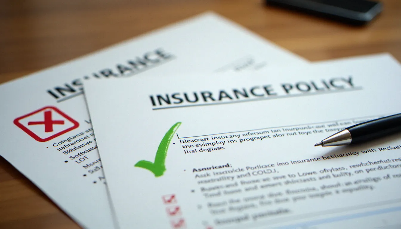 Deux contrats d'assurance côte à côte symbolisant la comparaison entre une formule avec franchise et une assurance sans franchise