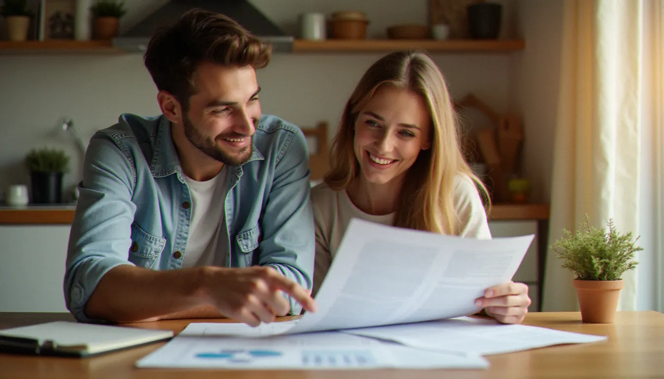 Un couple étudiant les différentes options de couverture vie et décès à leur domicile