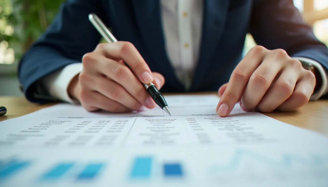 Tableau comparatif des garanties d'assurance crédit examiné par un conseiller financier lors d'un rendez-vous